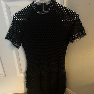 Blackcraft Women's Elegant Black Mesh Mini Dress